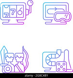 Assertive Spiele Gradienten lineare Vektor-Symbole gesetzt Stock Vektor