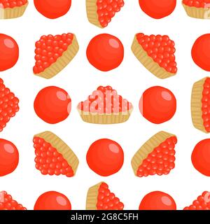 Illustration zum Thema große Muster identische Arten Fisch Kaviar, Ei gleiche Größe. Eiermuster aus frischem Fischkaviar für farbigen Druck auf Wallpa Stock Vektor