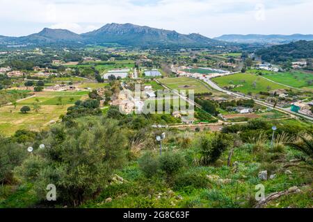 Schönes Foto von einem Blick von Arta Schloss in Mallorca, Spanien Stockfoto