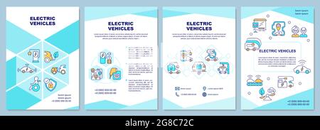 Vorlage für die Broschüre zur Demonstration von Elektrofahrzeugen. Flyer, Broschüre, Broschürendruck, Deckblatt-Design mit linearen Symbolen. Vektor-Layouts für die Präsentation, annu Stock Vektor