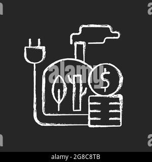 Weißes Symbol für den Preis von Biomasse-Energie auf dunklem Hintergrund Stock Vektor