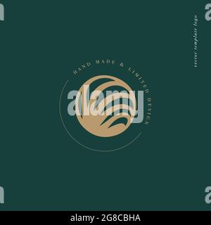 Vektor-Design lineare Vorlage Logo oder Emblem - Geheimnis boho Stil. Abstraktes Symbol für Spirituelle und Astrologie Boutique. Stock Vektor