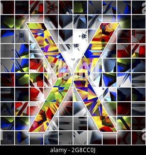 Monogramm des Großbuchstaben X mit Kaleidoskop-Muster Stockfoto