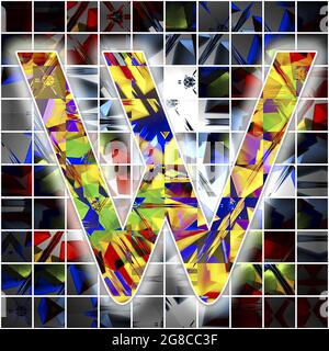 Monogramm des Großbuchstaben W mit Kaleidoskop-Muster Stockfoto