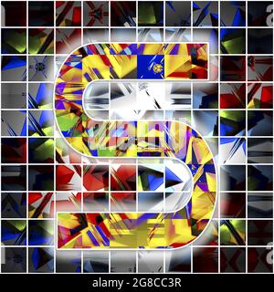 Monogramm des Großbuchstaben S mit Kaleidoskop-Muster Stockfoto