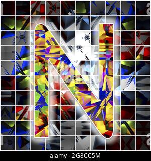Monogramm des Großbuchstaben N mit Kaleidoskop-Muster Stockfoto