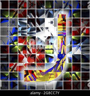 Monogramm des Großbuchstaben J mit Kaleidoskop-Muster Stockfoto