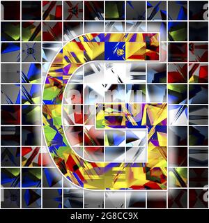 Monogramm des Großbuchstaben G mit Kaleidoskop-Muster Stockfoto