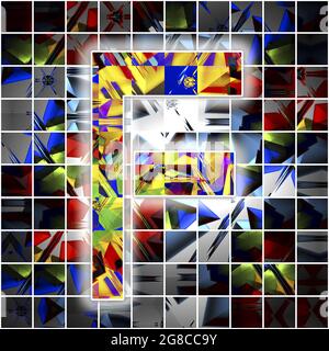 Monogramm des Großbuchstaben F mit Kaleidoskop-Muster Stockfoto