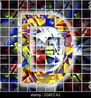 Monogramm des Großbuchstaben D mit Kaleidoskop-Muster Stockfoto