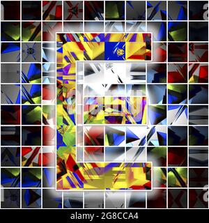 Monogramm des Großbuchstaben E mit Kaleidoskop-Muster Stockfoto
