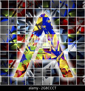 Monogramm des Großbuchstaben A mit Kaleidoskop-Muster Stockfoto