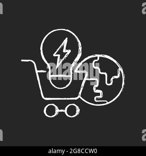 Kalkweißes Symbol auf dunklem Hintergrund auf den globalen Energiemärkten Stock Vektor