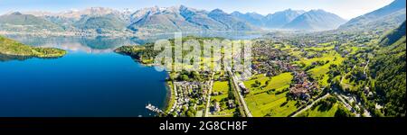 Comer See (IT), Luftaufnahme des oberen Lario im Gebiet von Piona, Colico Stockfoto