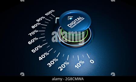 Digitale Transformation durch die Nutzung von Informationstechnologien als Cloud-Computing verbessert das Geschäftsprozessmanagement die Effizienz. Drehknopf Stockfoto