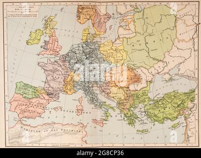 Karte von Europa und dem Byzantinischen Reich, ca. 1000. Aus dem Historischen Atlas, veröffentlicht 1923. Stockfoto