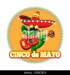 Mexikanisches Cinco de Mayo-Emblem Stock Vektor