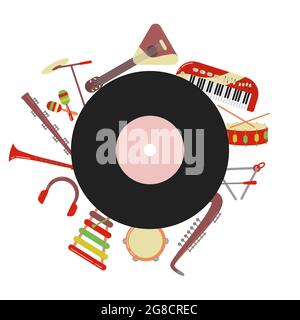Musikhintergrund. Musikinstrumente Bannervektor Illustration Stock Vektor
