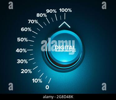 Digitale Transformation durch die Nutzung von Informationstechnologien als Cloud-Computing verbessert das Geschäftsprozessmanagement die Effizienz. Drehknopf Stockfoto