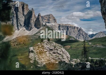 Sella Türme in der Sellagruppe, Dolomiten, Italien. Stockfoto