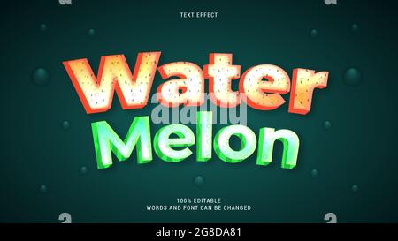 Wassermelone Text Effekt 100% editierbare Vektor eps Stock Vektor