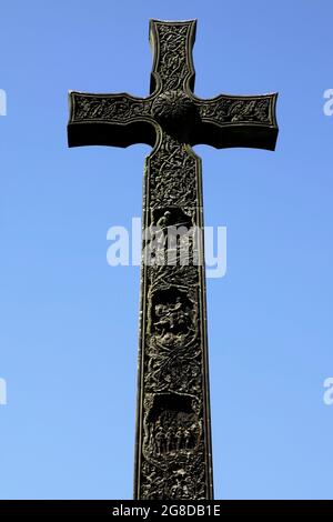 Das denkmalgeschützte Durham Light Infantry Cross in der Nähe der Kathedrale von Durham, das Soldaten des Regiments gewidmet ist, die im 2. Burenkrieg (1899-1902) starben. Stockfoto