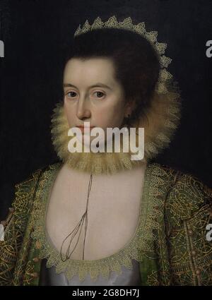 Anne Clifford, Gräfin von Dorset, Pembroke und Montgomery, 14. Baroness of Clifford (1590-1676). Englischer Aristokrat und Patron von Autoren und Literatur. Porträt von William Larkin (ca. 1580-1619). Öl auf Platte (57,5 x 43,5 cm), ca. 1618. National Portrait Gallery. London, England, Vereinigtes Königreich. Stockfoto