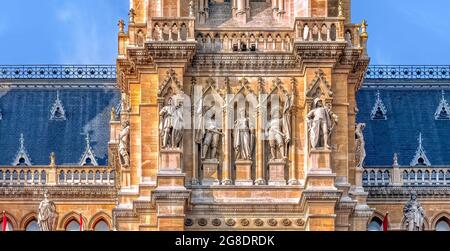 Das Wiener Rathaus ist der Sitz der Stadtverwaltung von Wien und befindet sich am Rathausplatz im Stadtteil Innere Stadt.EINE Touristenattraktion in Wien, Aust Stockfoto