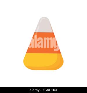 Einzelne Zuckermais auf weißem Hintergrund isoliert. Halloween süße Leckerbissen. Beliebteste Herbstkonfekt in den USA. Vektorgrafik Cartoon-Illustration. Stock Vektor
