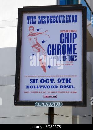 Los Angeles, Kalifornien, USA 16. Juli 2021 EINE allgemeine Sicht auf die Atmosphäre der Nachbarschaft Hollywood Bowl Konzert Werbetafel am 16. Juli 2021 in Los Angeles, Kalifornien, USA. Foto von Barry King/Alamy Stockfoto Stockfoto