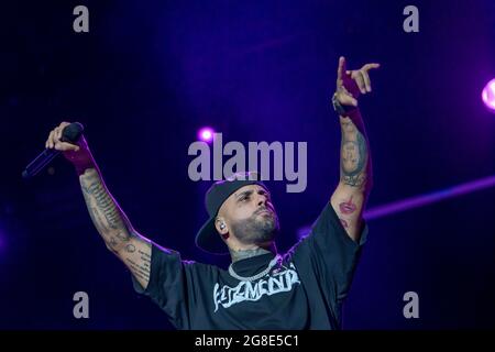 19. Juli 2021: 19. Juli 2021 (marbella) Nicky Jam wählt Starlite Catalana Ockidente, um seine zwei einzigen Sommerkonzerte in ganz Europa im Auditorium von Marbella, Malaga, abzuhalten. (Bild: © Lorenzo Carnero/ZUMA Press Wire) Stockfoto