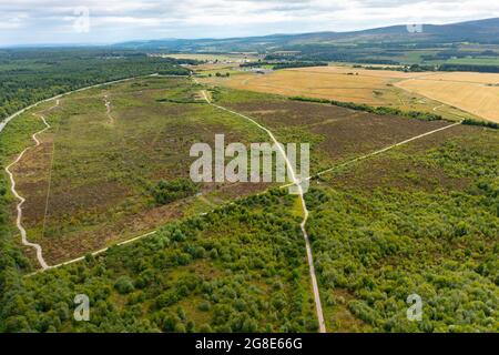 Luftaufnahme von der Drohne des Schlachtfeldes Culloden Moor in Inverness-Shire, Schottland, Großbritannien Stockfoto