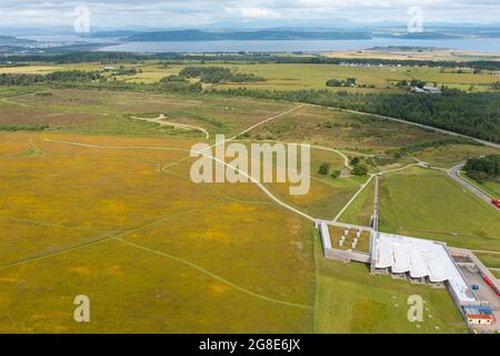 Luftaufnahme von der Drohne des Schlachtfeldes Culloden Moor in Inverness-Shire, Schottland, Großbritannien Stockfoto