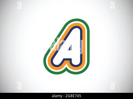 Bunte Initiale EIN Monogramm Buchstaben Alphabet. Niedliches Alphabet für Kinder. Cartoon helle Schriftart für Kinder. Modernes Vektor-Logo-Design für Unternehmen, Stock Vektor