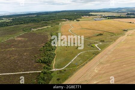 Luftaufnahme von der Drohne des Schlachtfeldes Culloden Moor in Inverness-Shire, Schottland, Großbritannien Stockfoto