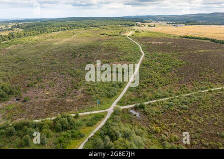 Luftaufnahme von der Drohne des Schlachtfeldes Culloden Moor in Inverness-Shire, Schottland, Großbritannien Stockfoto