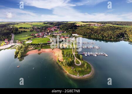 Luftaufnahme, lido Enderndorf, Grosser Brombachsee, Enderndorf am See, Ortsteil der Stadt Spalt, Fränkische Seenplatte, Mittelfranken Stockfoto