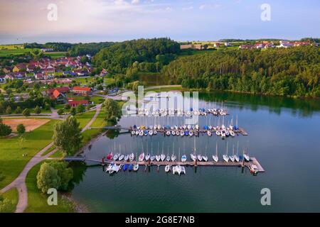 Luftbild, Segelhafen, Yachthafen, lido Enderndorf, Grosser Brombachsee, Enderndorf am See, Bezirk der Stadt Spalt, Fränkische Seenplatte Stockfoto