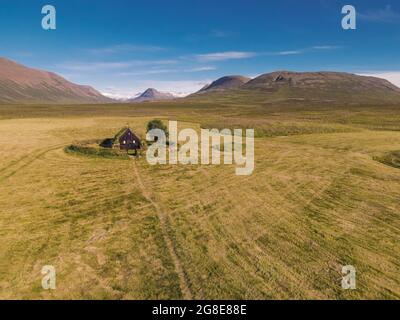 Alte Torfkirche von Groef oder Grafarkirkja bei Hofsos, Skagafjoerour, Skagafjoerdur, Nordisland, Island Stockfoto