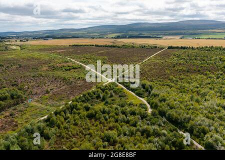 Luftaufnahme von der Drohne des Schlachtfeldes Culloden Moor in Inverness-Shire, Schottland, Großbritannien Stockfoto