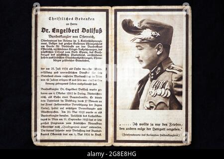 Todesfoto des ermordeten österreichischen Bundeskanzlers Dr. Engelbert Dollfuss, Juli 25 Carcharodus flocciferus (1934), Österreich Stockfoto