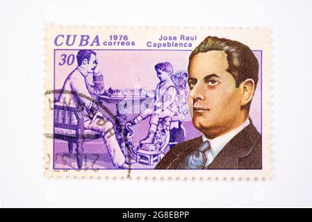 Cuba Correos, Schach-Briefmarke, antik Stockfoto