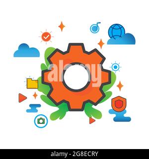 Abbildung der Einstellung. Flaches Vektor-Symbol. Kann für, Icon Design Element, ui, Web, App verwenden. Stockfoto