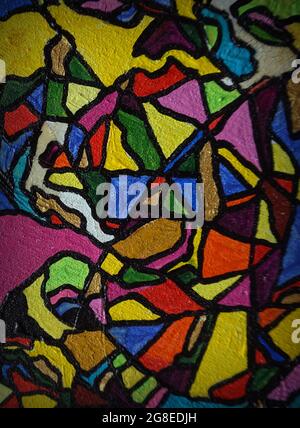 Handgemalte Original Impressionismus Meisterwerke Maler Kunst Ölgemälde Komposition Element geometrische Form und Geometrie Illustration Beschreibung Stockfoto