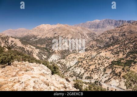 Landschaft der mutmaßlichen 'Schlacht am Persischen Tor', Alexander der große und Persien, Zagros Berge, Vorort von Yasuj, Iran, Persien, Westasien, Asien Stockfoto