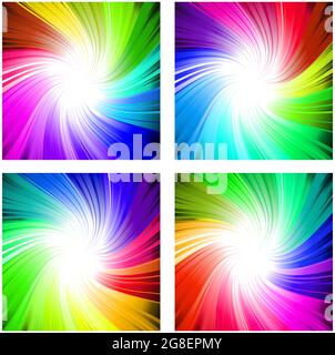 Bunte Regenbogen Wirbel Wirbel Set von 4 für Tapeten, Hintergrund als Grafik-Elemente Stock Vektor