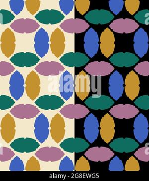Geometrische Ellipse optische Illusion nahtlose Muster. Ungewöhnliche Formen, erdfarbene Gittervorlage. Schwarz, weiß einfach bearbeitbare Farben Hintergrund Stock Vektor