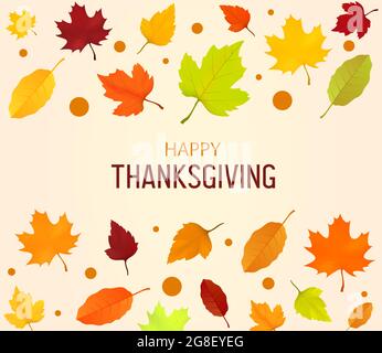 Glücklicher Dank für den Hintergrund. Herbstblätter isoliert. Herbstbanner. Vektorgrafik Stock Vektor