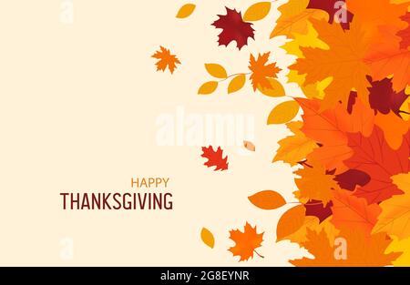 Glücklicher Dank für den Hintergrund. Herbstblätter isoliert. Herbstbanner. Vektorgrafik Stock Vektor
