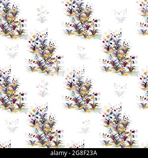 Handgezeichnete mehrfarbige Pflanzen und Blumen Glocken nahtlose Muster Stock Vektor